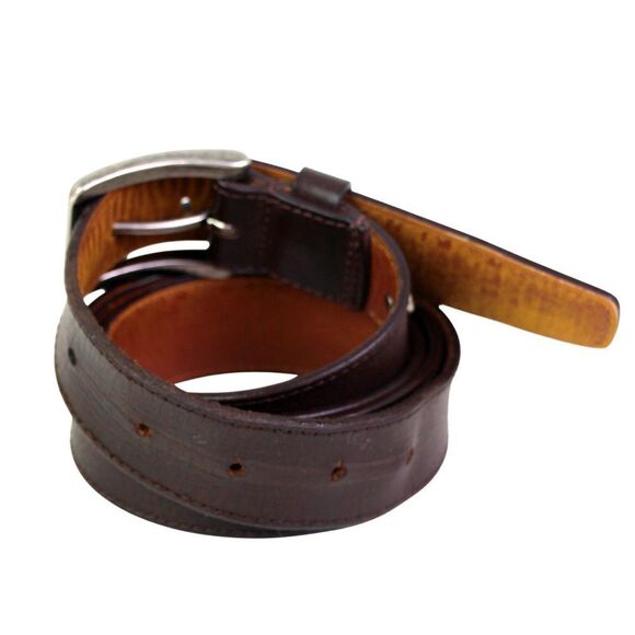 BOCONI BROWN REAL LEATHER 1.25"Wd STITCH CASUAL DRESS MEN'S BELT Sz 42/105 (91D - Picture 4 of 16
